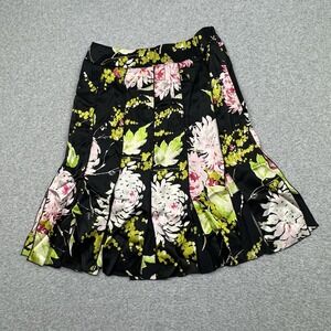 Vintage Drama Silk Floral Skirt Size 4 Car Wash Hem Chiffon‎ Flowy Midi Side Zip